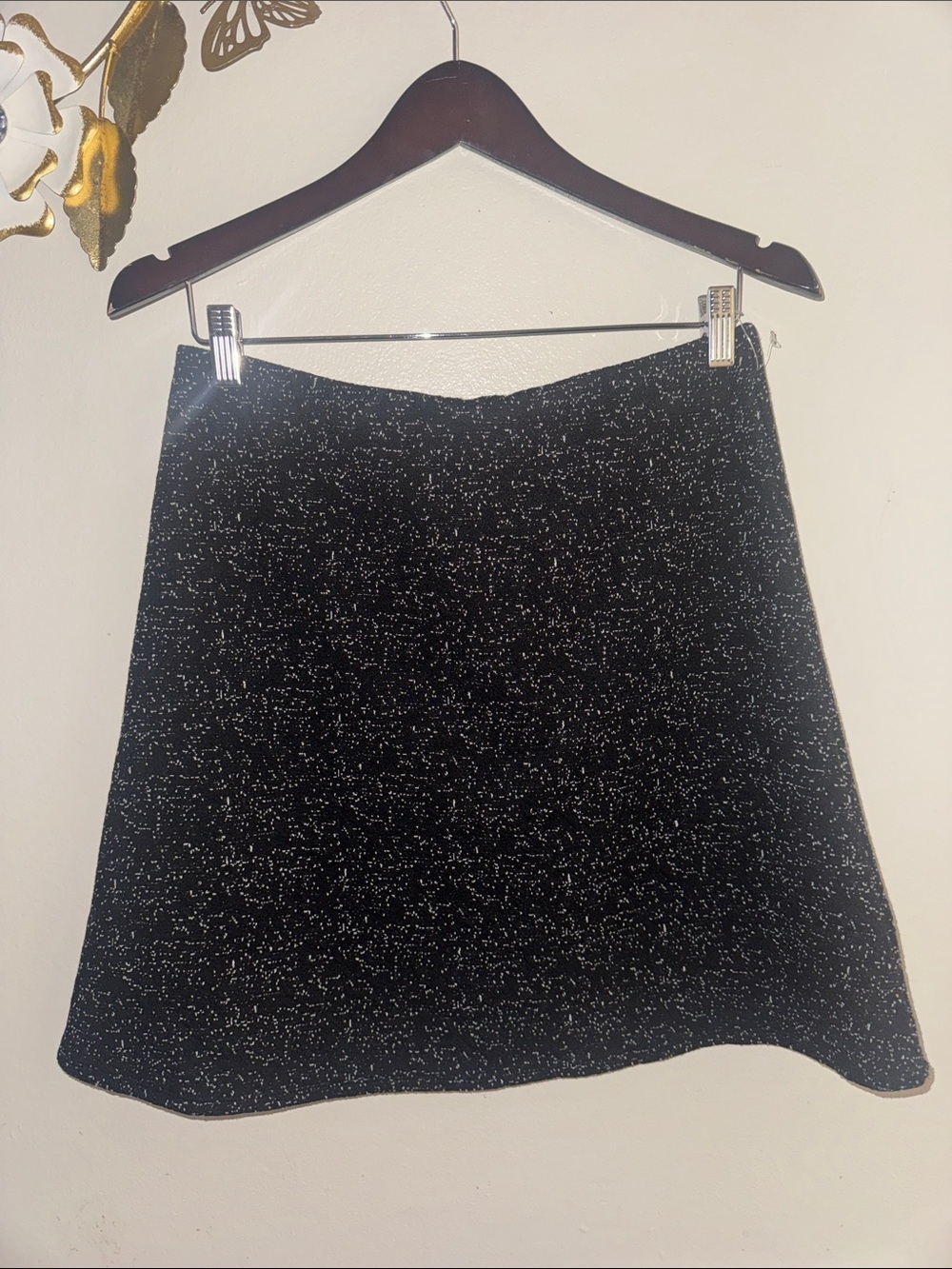 Margaret M Black Sparkle A-Line Skirt with Silver Flecks